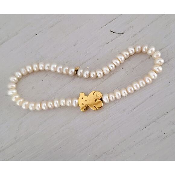 18K Gold Tous Sweet Dolls Pearls and Bear Motif Bracelet - Picture 1 of 5